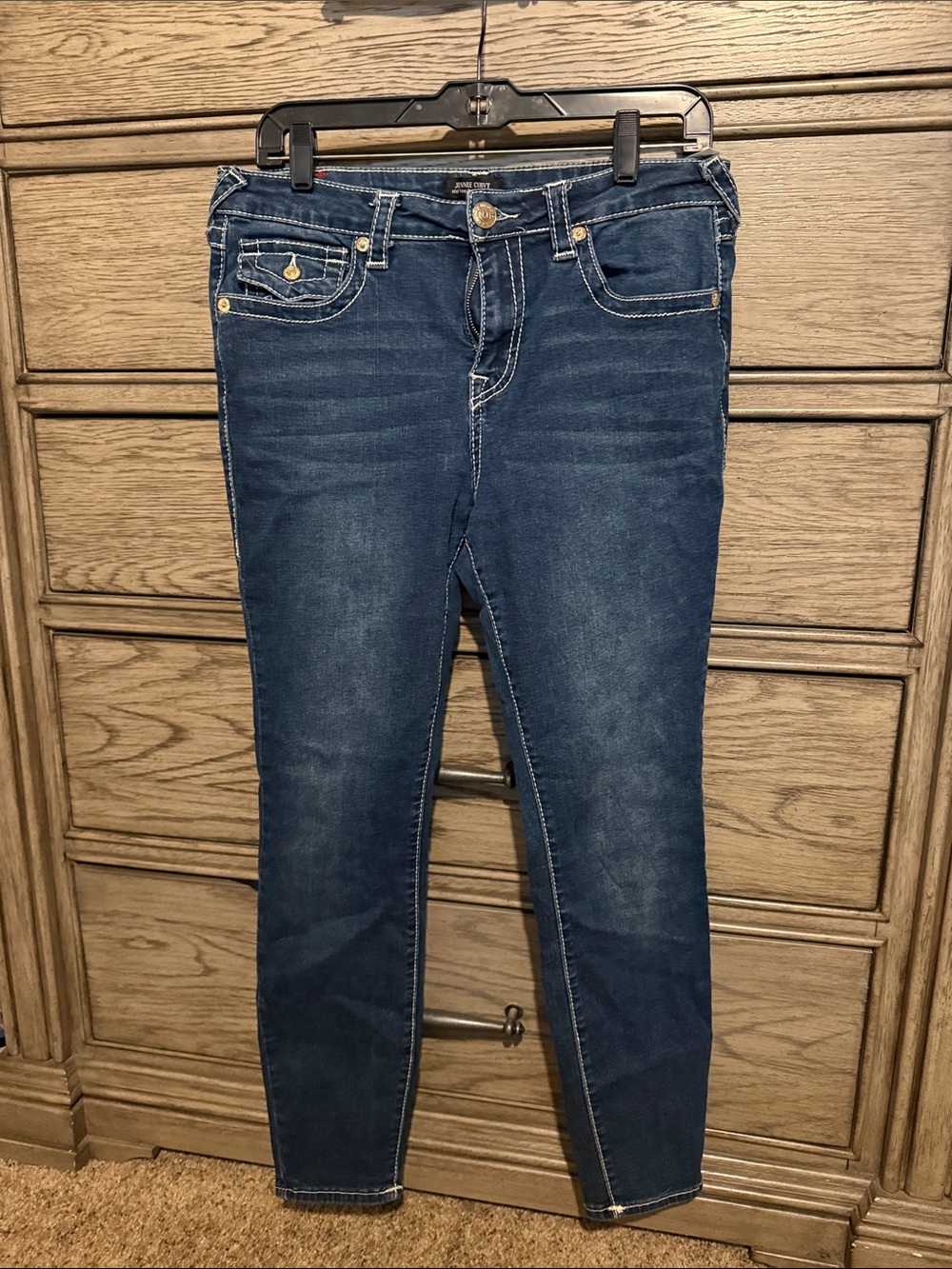 True Religion Indigo Skinny Jeans with Contrast Stitching